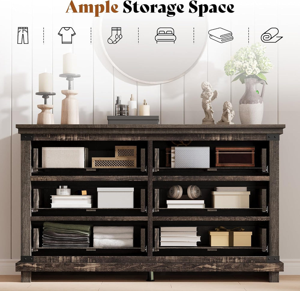 AMERLIFE 5 Pieces Farmhouse Bedroom Set, Includes Rustic King Bed Frame with ...