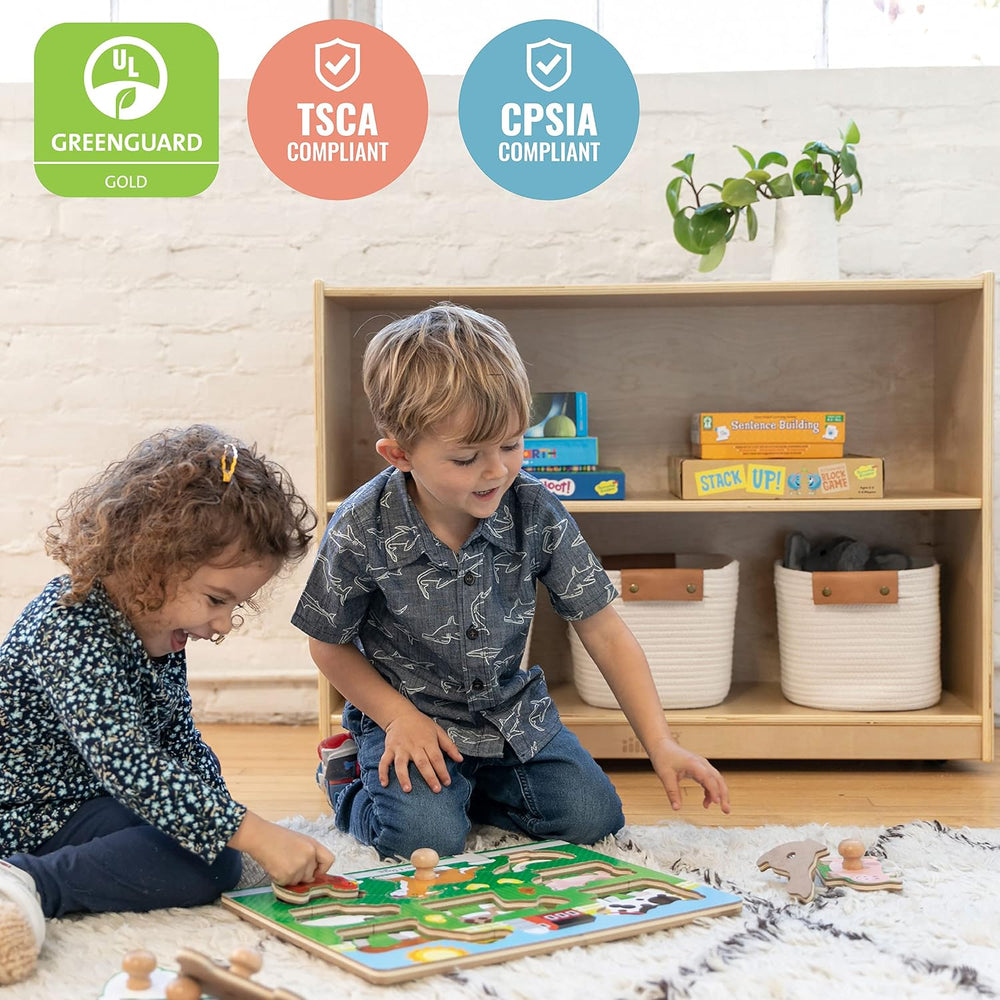 ECR4Kids 2-Shelf Mobile Storage Cabinet, Classroom Furniture, Natural | Durab...