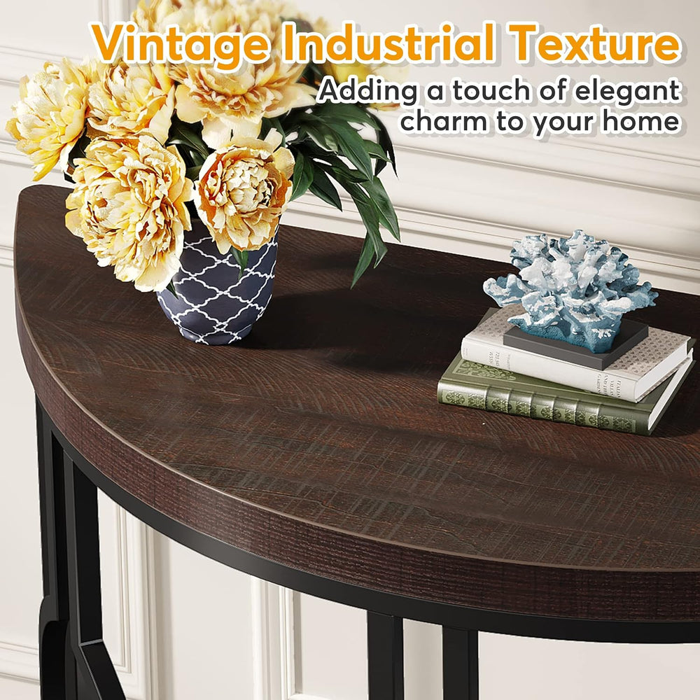 Tribesigns Half Moon Console Table for Entryway, 43 Inch Industrial Semi Circ...