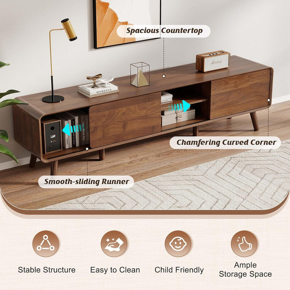 Nasonet 70" Mid Century Modern TV Stand for Tvs up to 80", Entertai...