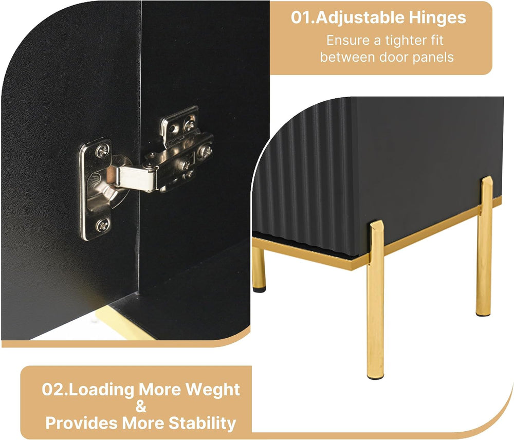 oneinmil 60” Modern Sideboard Buffet Cabinet, Fluted Storage Sideboard with A...
