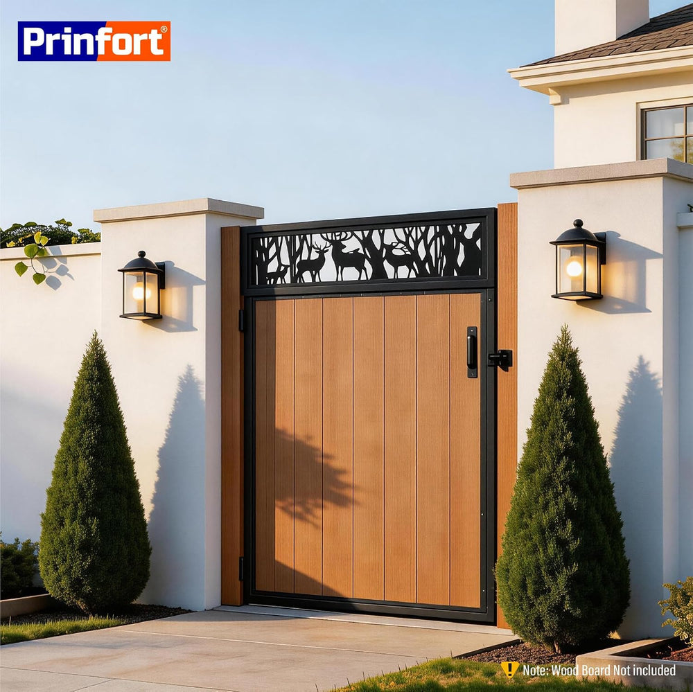 4x6FT (46.78" W X 70.8" H) Stainless Steel Anti Sag Wooden Fence Ga...