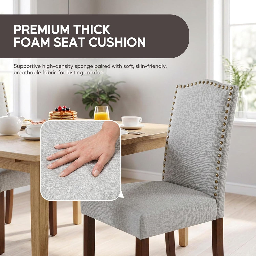 Simple Deluxe Set of 2 Upholstered Parsons Dining Chairs, Fabric Dining Room ...