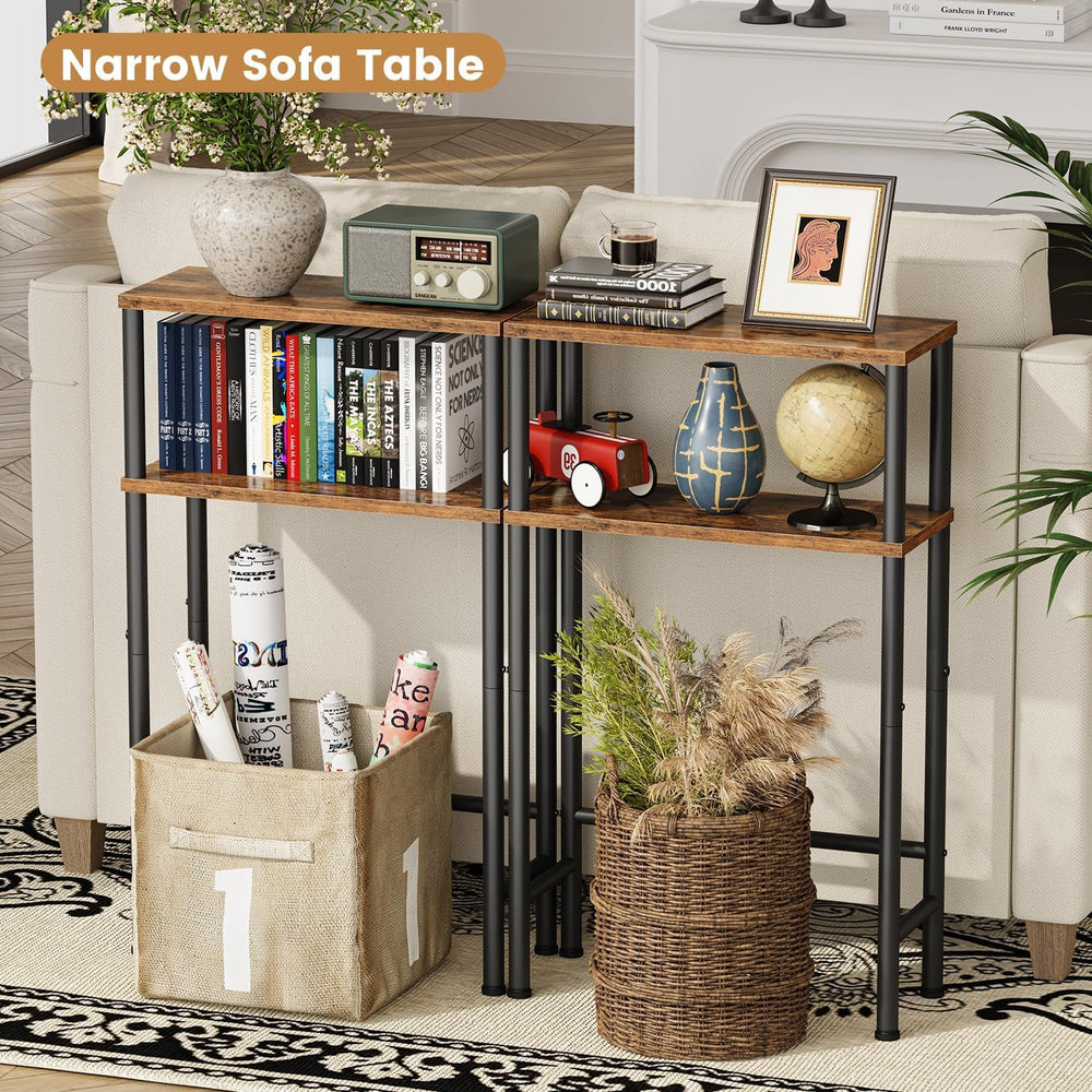 Asgolion Narrow Console Table, 15.7" Small Entryway Table, 2-Tier | Sofa...
