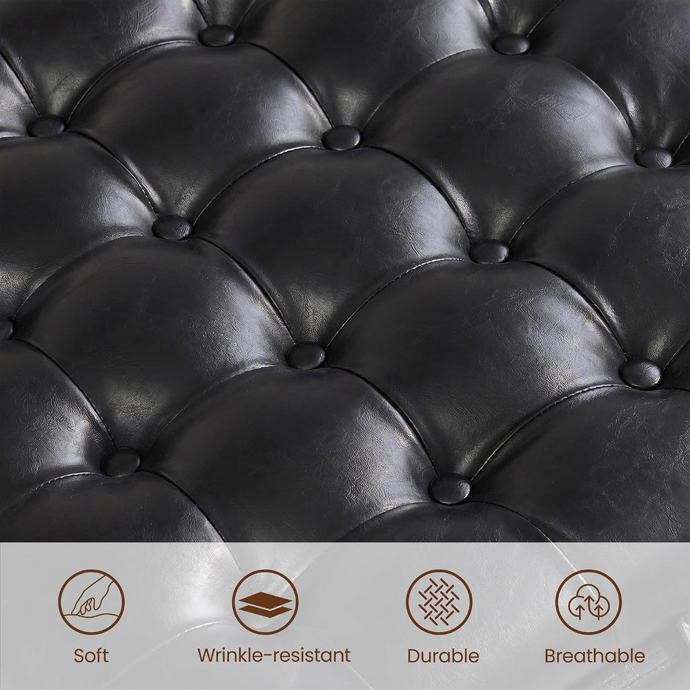24 Inch Square Storage Ottoman Coffee Table, Modern Tufted Upholstered Ottoma...