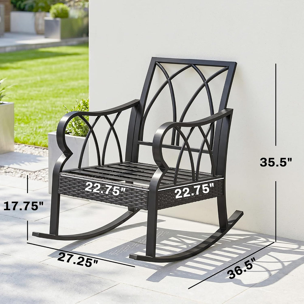 Outsunny 2 Piece Outdoor Wicker Rocking Chairs with Padded Cushions, Aluminum...
