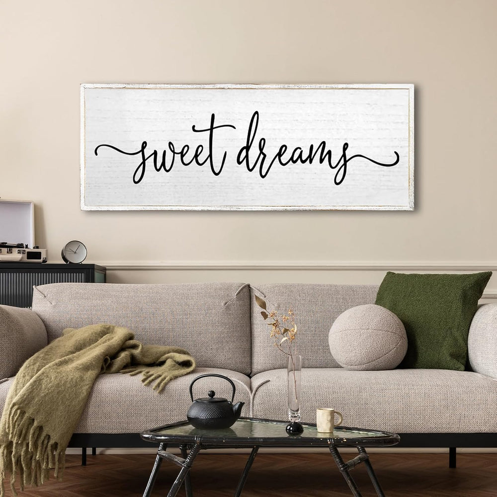 TQianJiang Sweet Dreams Wall Decor Above Bed Sign, White, 40''×15'...