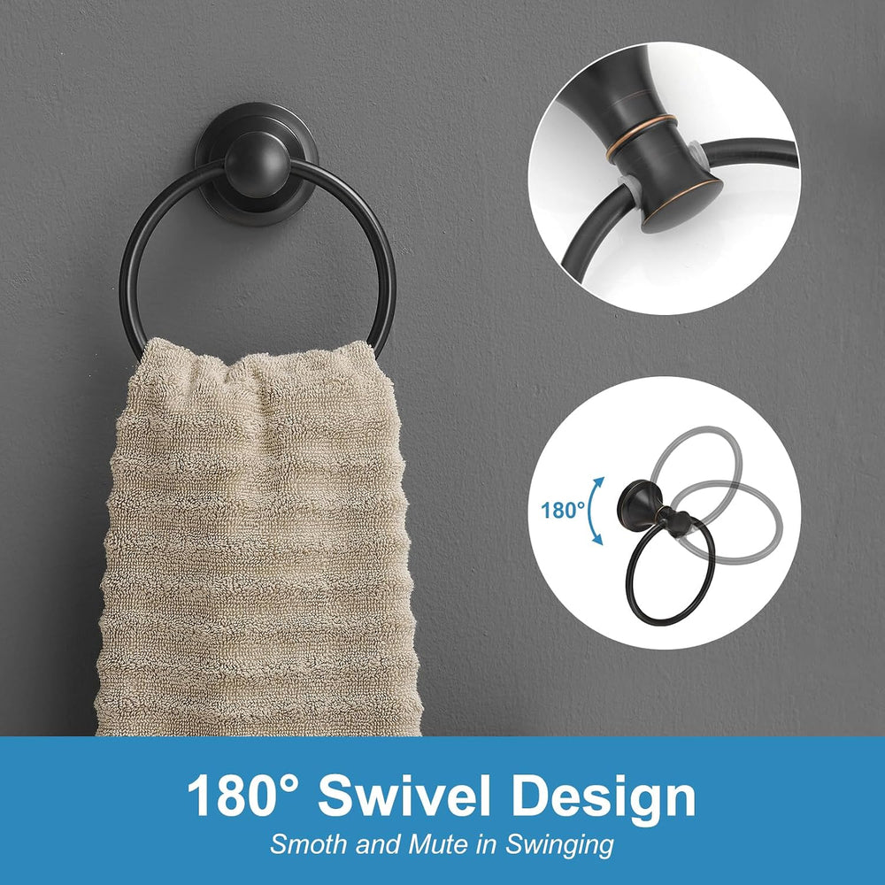 Pivoting Toilet Paper Holder and Hand Towel Ring, Oil Rubbed Bronze