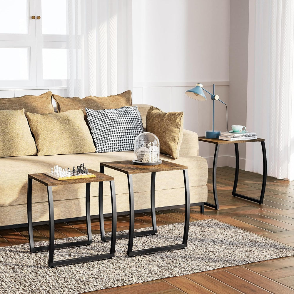 SRIWATANA Nesting Tables, Vintage Side End Tables Living Room, Coffee Snack T...