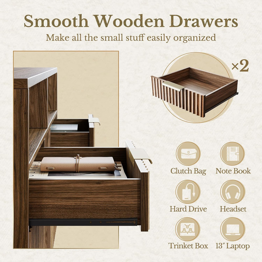 4 Drawer Fluted File Cabinet with Lock for Home Office | Wood Lateral Filing ...