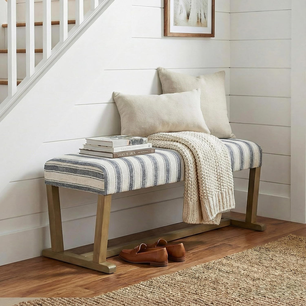 VKNOW 41" Upholstered Entryway Bench, End of Bed Bench with Cushion and ...