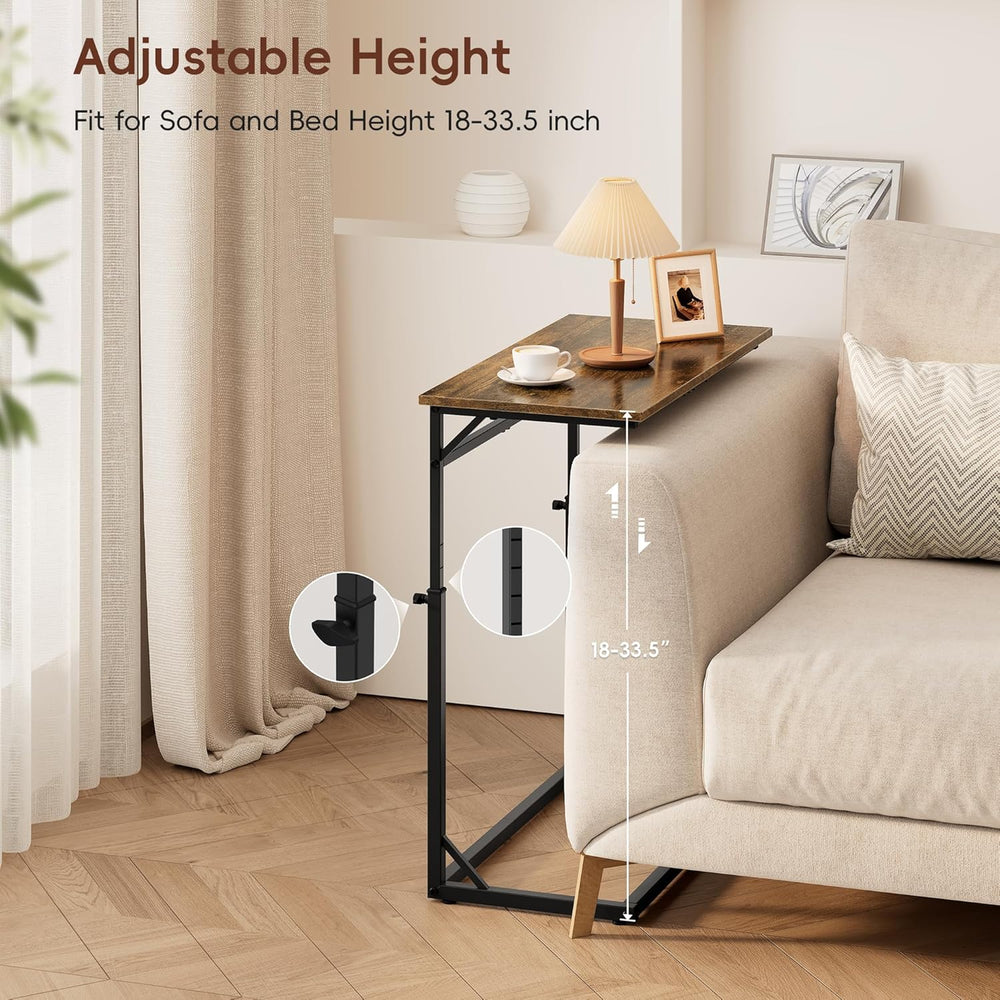 Vagusicc C Shaped End Table, Tall Side Table for Couch, C-Table End Table Adj...