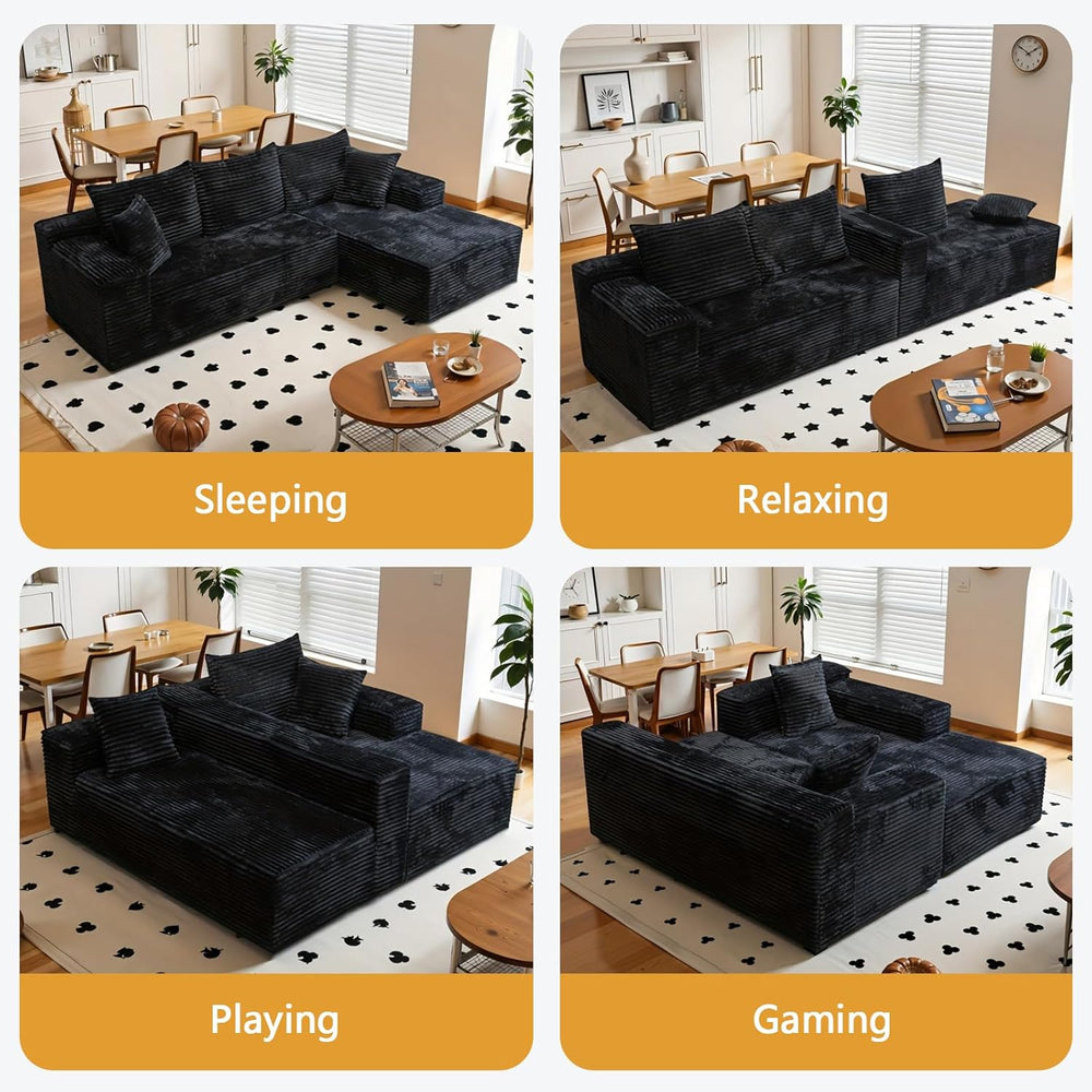 Modular L Shaped Sectional Couch, Cloud Style Sofa with Deep Seat Cushions, S...