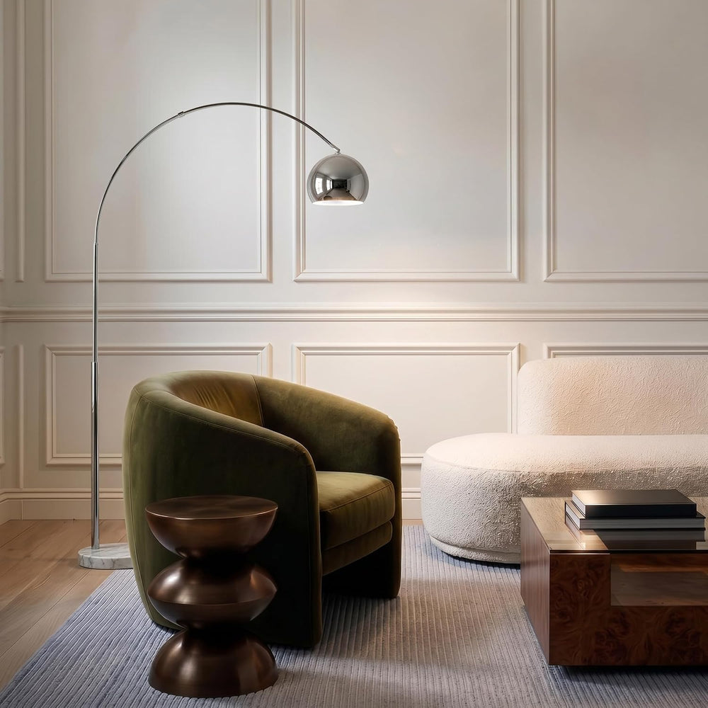 Brightech Olivia Floor Lamp - Chic Arc Lamp with Rounded Spolight Head and Ma...