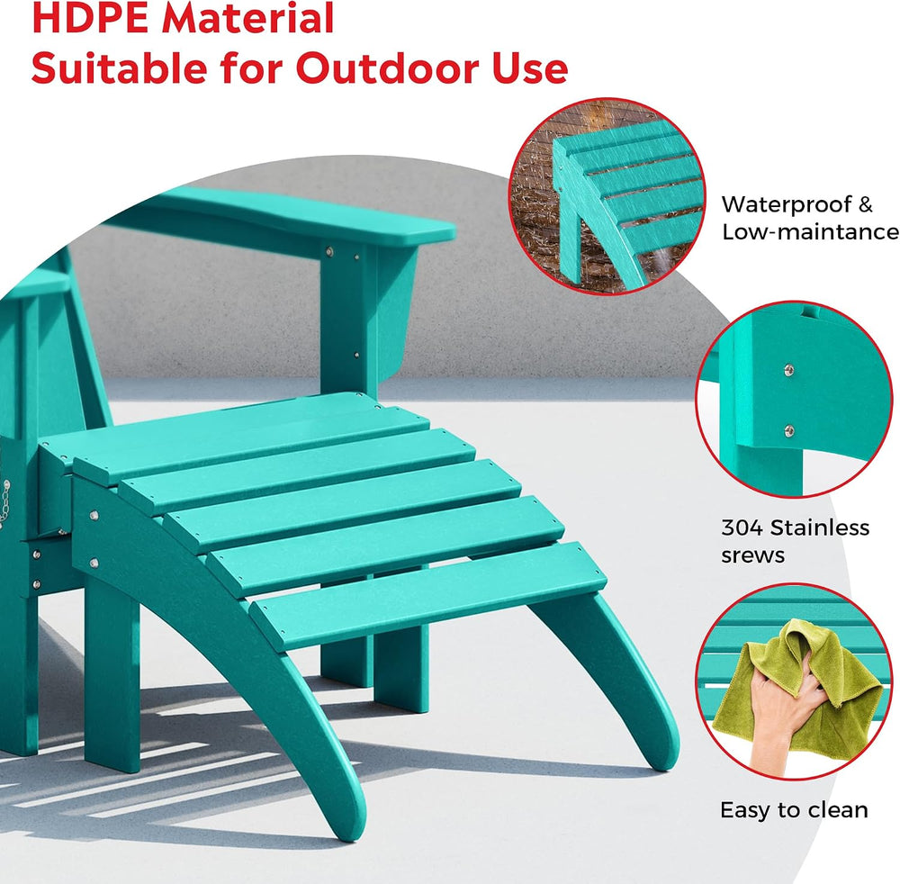 Costaelm Adirondack Chair Footrest Foldable Ottoman, Folding Ottoman Outdoor ...