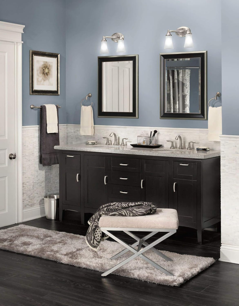 Moen YB2886BN Eva Bathroom Towel Ring, Brushed Nickel with Moen YB2803BN Eva ...