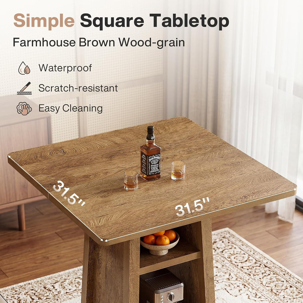 Tribesigns Kitchen Island with Storage, 3-Tier Square Counter Height Island T...