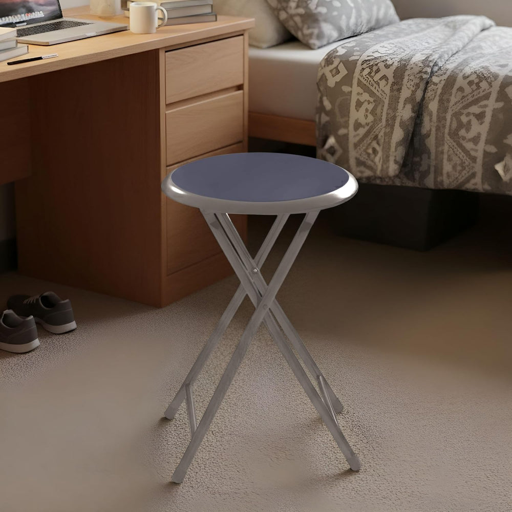 Lavish Home Portable Folding Stool with Backless Seat, Gray, 18 Inch