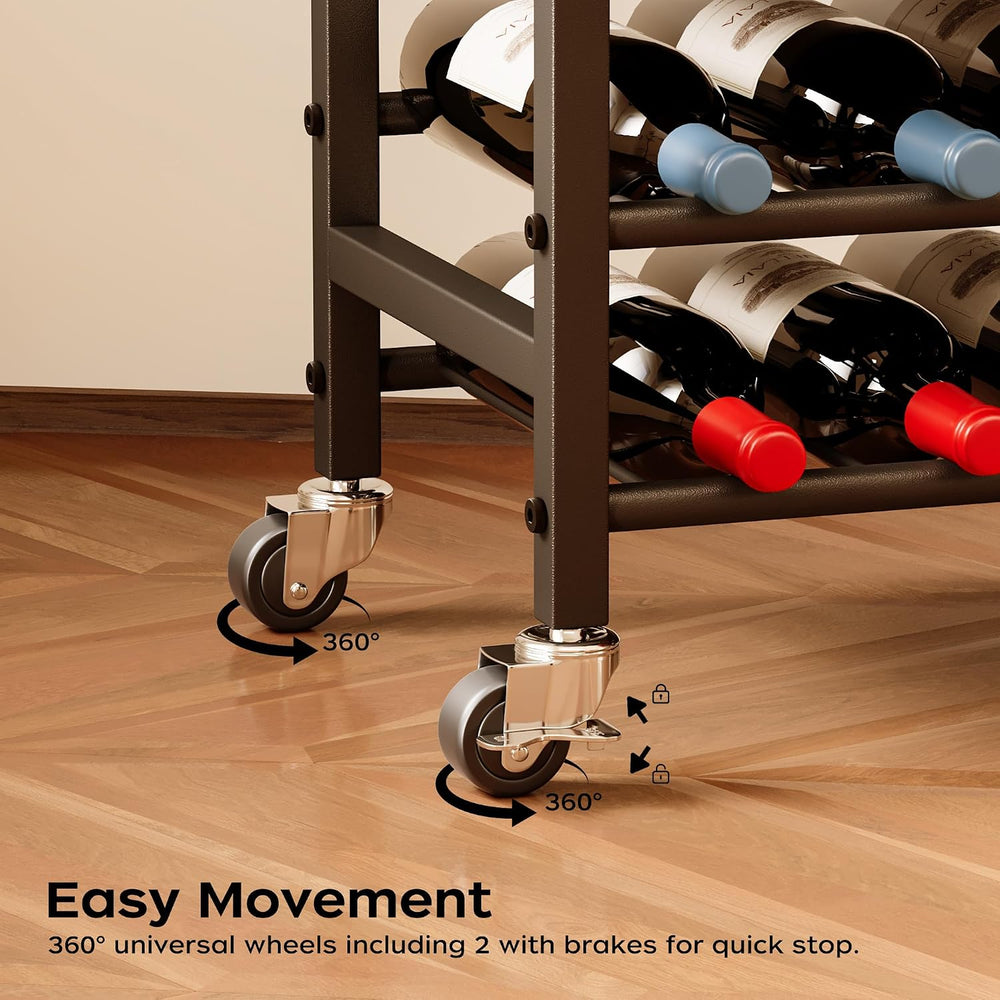 Homeiju Small Bar Cart with 5-Tier Shelf, Mobile Kitchen Shelf with Wine Rack...