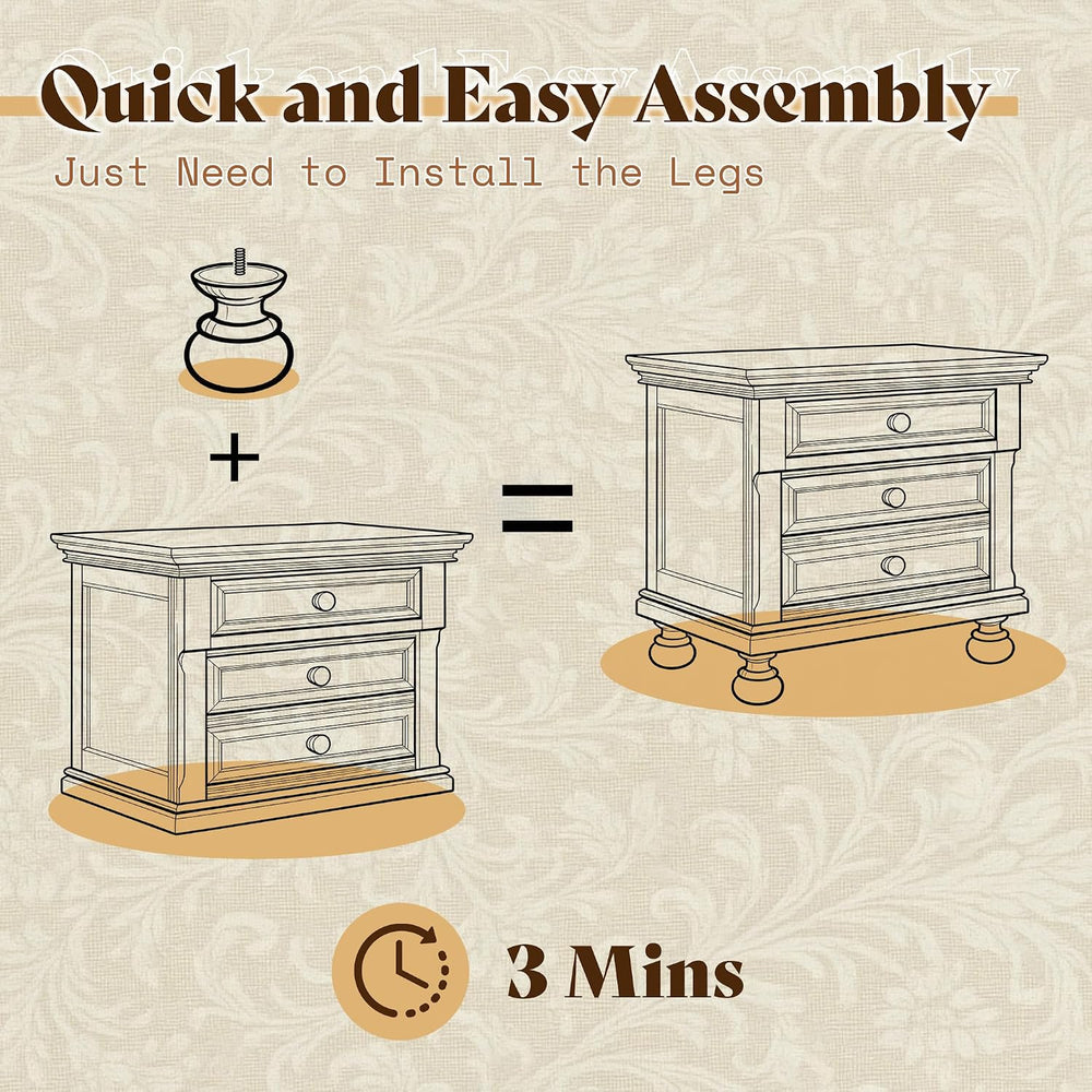 AMERLIFE Fully Assembled Nightstands Set of 2, Solid Wood End Tables | 26&quo...