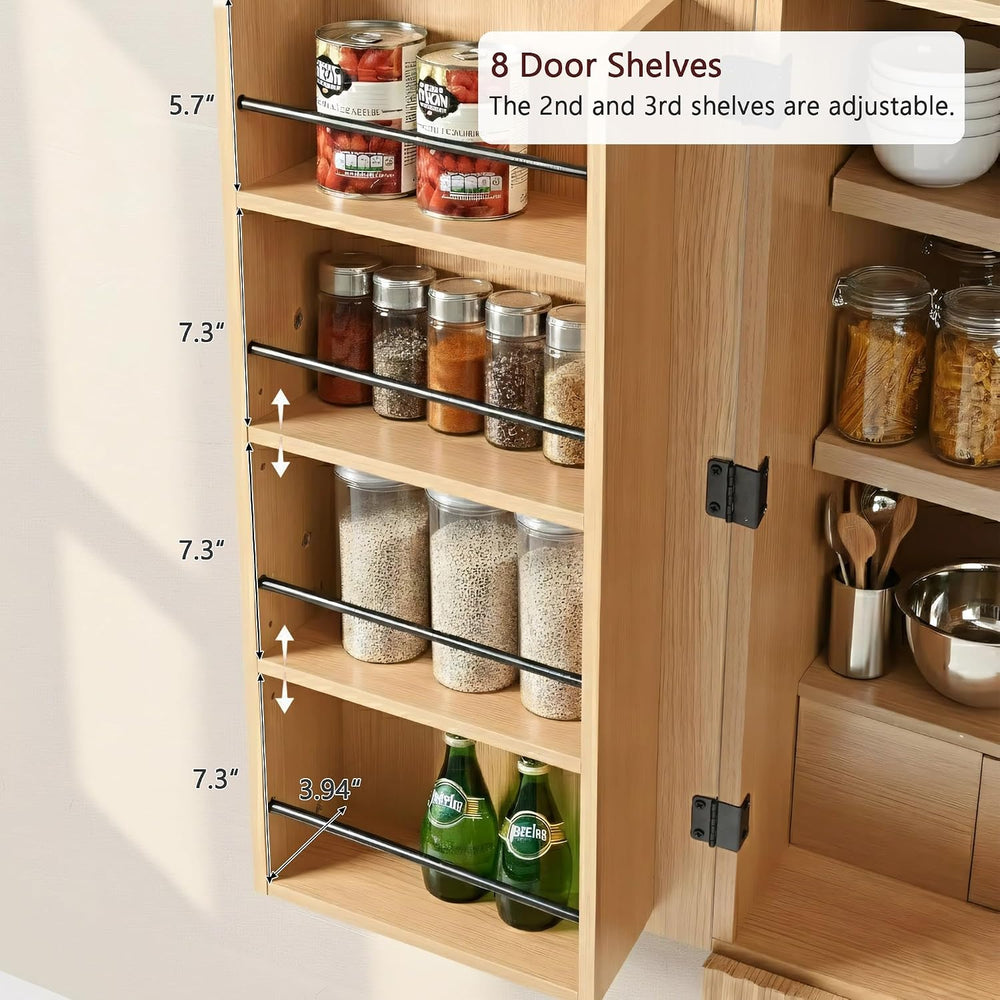 Polibi Arched Fluted Pantry Cabinet, 72" Tall Kitchen Storage with 8 Doo...
