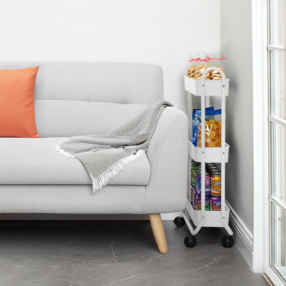 SunnyPoint Slim Rolling Storage Cart, 3 Tier Bathroom Storage Organizer Bathr...