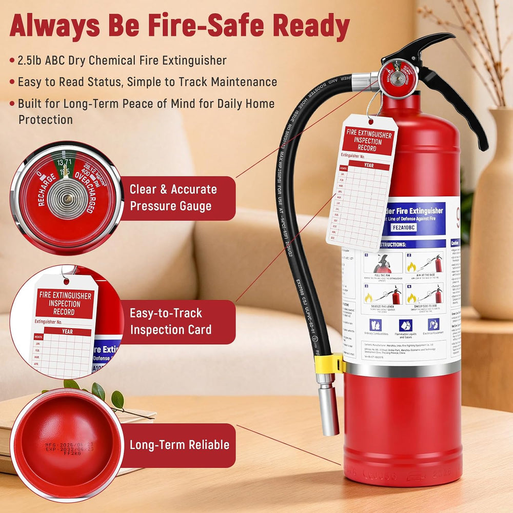 5lb ABC Dry Chemical Fire Extinguisher 2A:10B:C Rated ANSI/UL 299 Certified