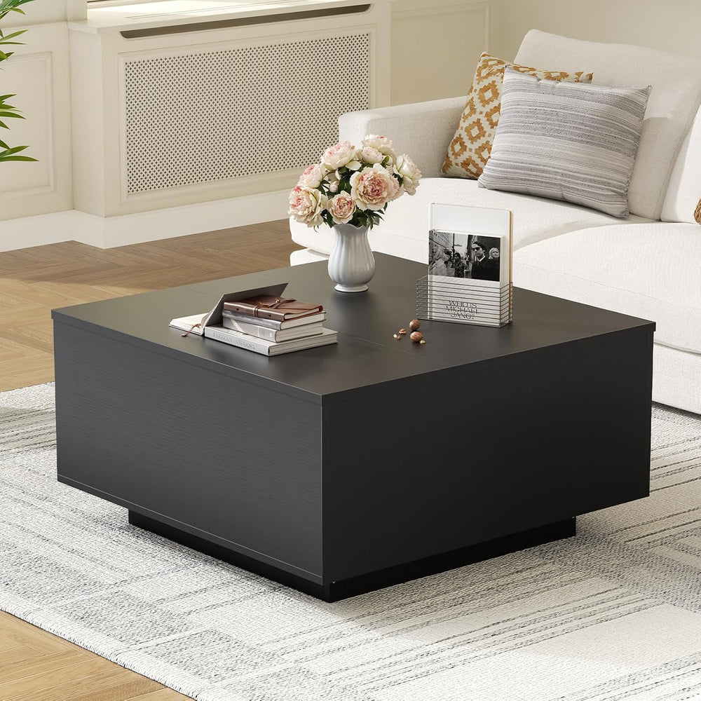FABATO Lift Top Coffee Table, Wood Square Coffee Table with Storage, Farmhous...