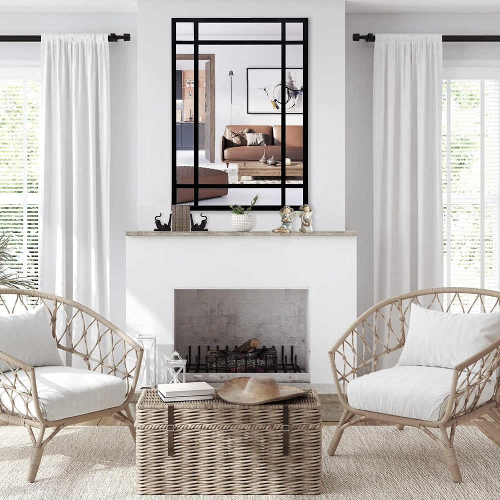 HQiJun Black Rectangle Mirror, Farmhouse Decorative Wall Mirror for Entryway,...