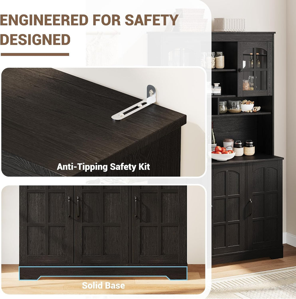 Spacious Storage & Modern Design Pantry Cabinet with Hutch – 70.9'