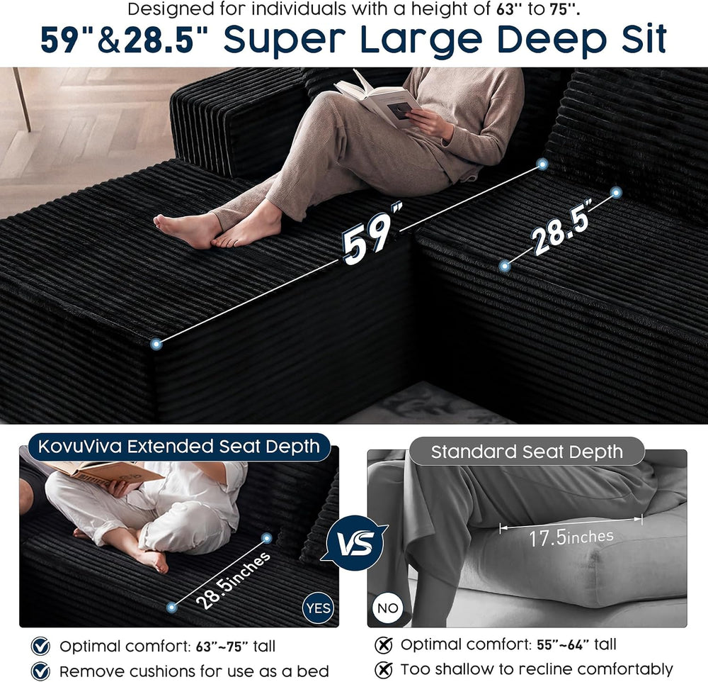 108” Modular Sectional Sofa, Right Facing Chaise (Sitting: Chaise on Your Rig...