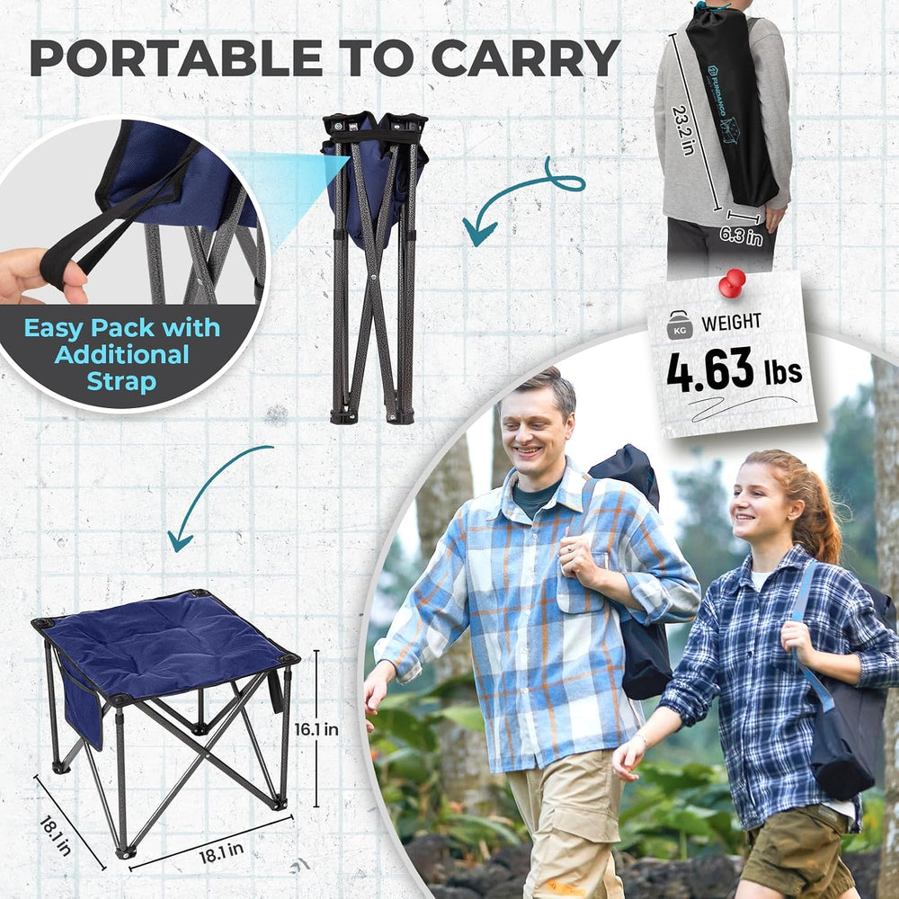 FUNDANGO 2 Pack Camping Stool Padded 18.1in 440Lbs Folding Foot Rest