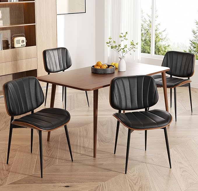 Dining Chairs Set of 2, Mid Century Modern Dining Room Chair, Upholstered Fau...