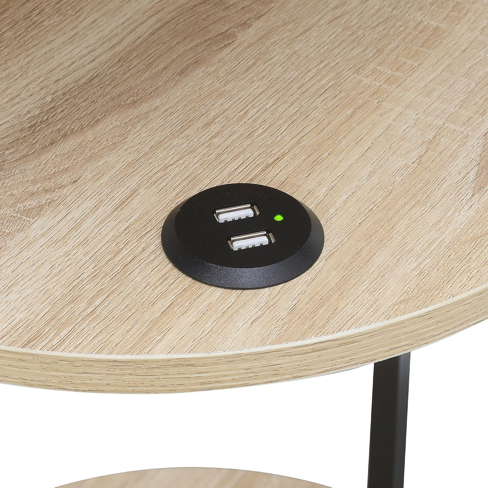 Convenience Concepts Simon End Table with USB Ports 15.75" – Modern 3-Ti...
