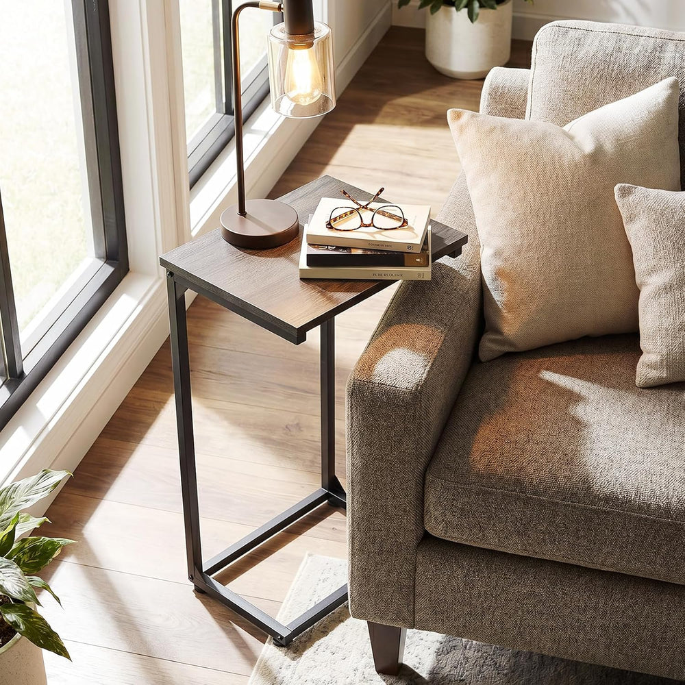 AMHANCIBLE C Shaped End Tables Set of 2, Couch Side Tables that Slide Under S...