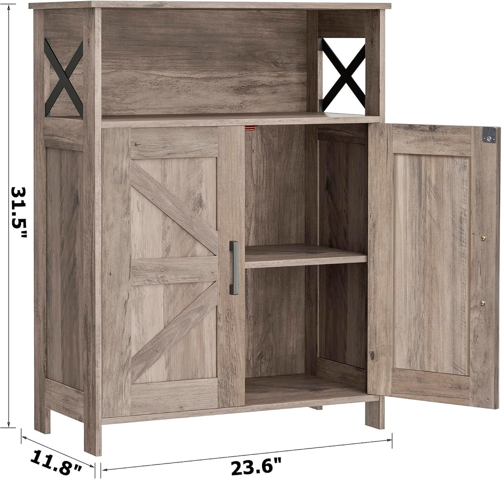 Farmhouse Bathroom Storage Cabinet with Doors, Small Floor Cabinet