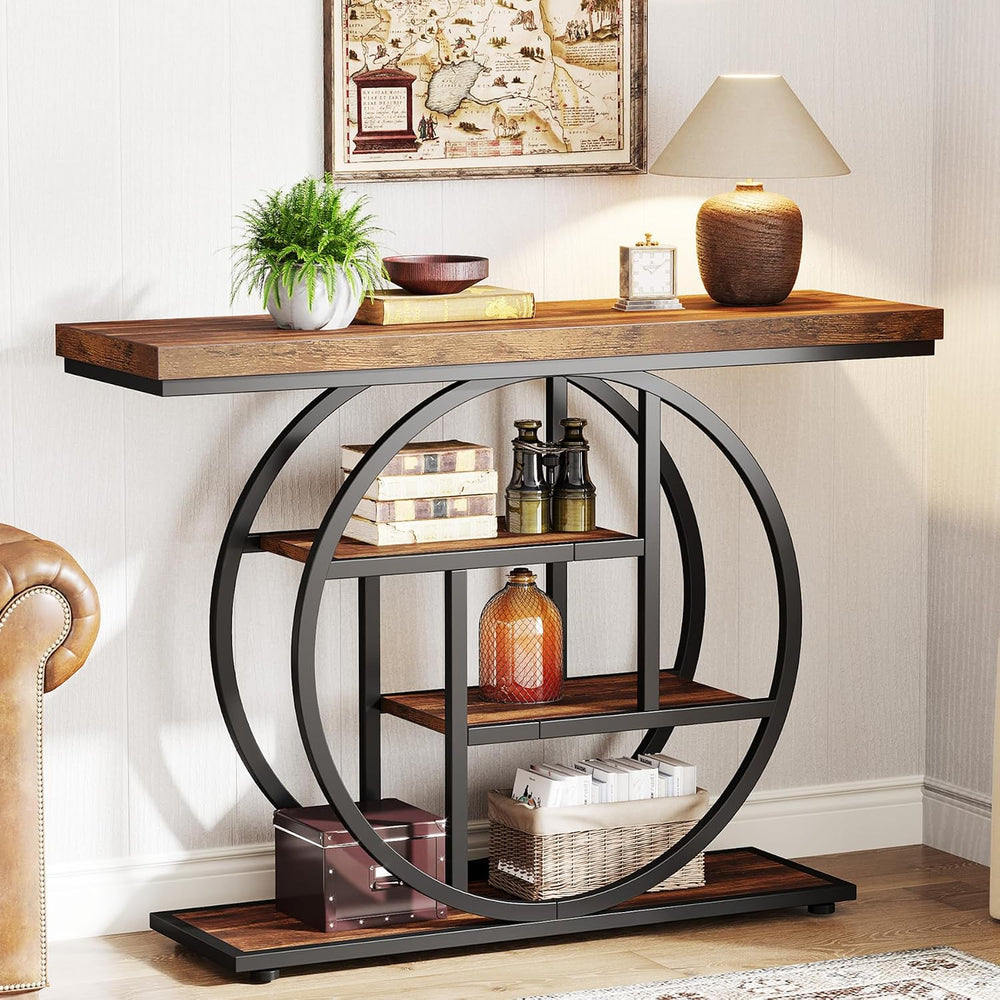 Tribesigns 41.3" Console Table, Industrial 4-Tier Sofa Table Entryway Ta...