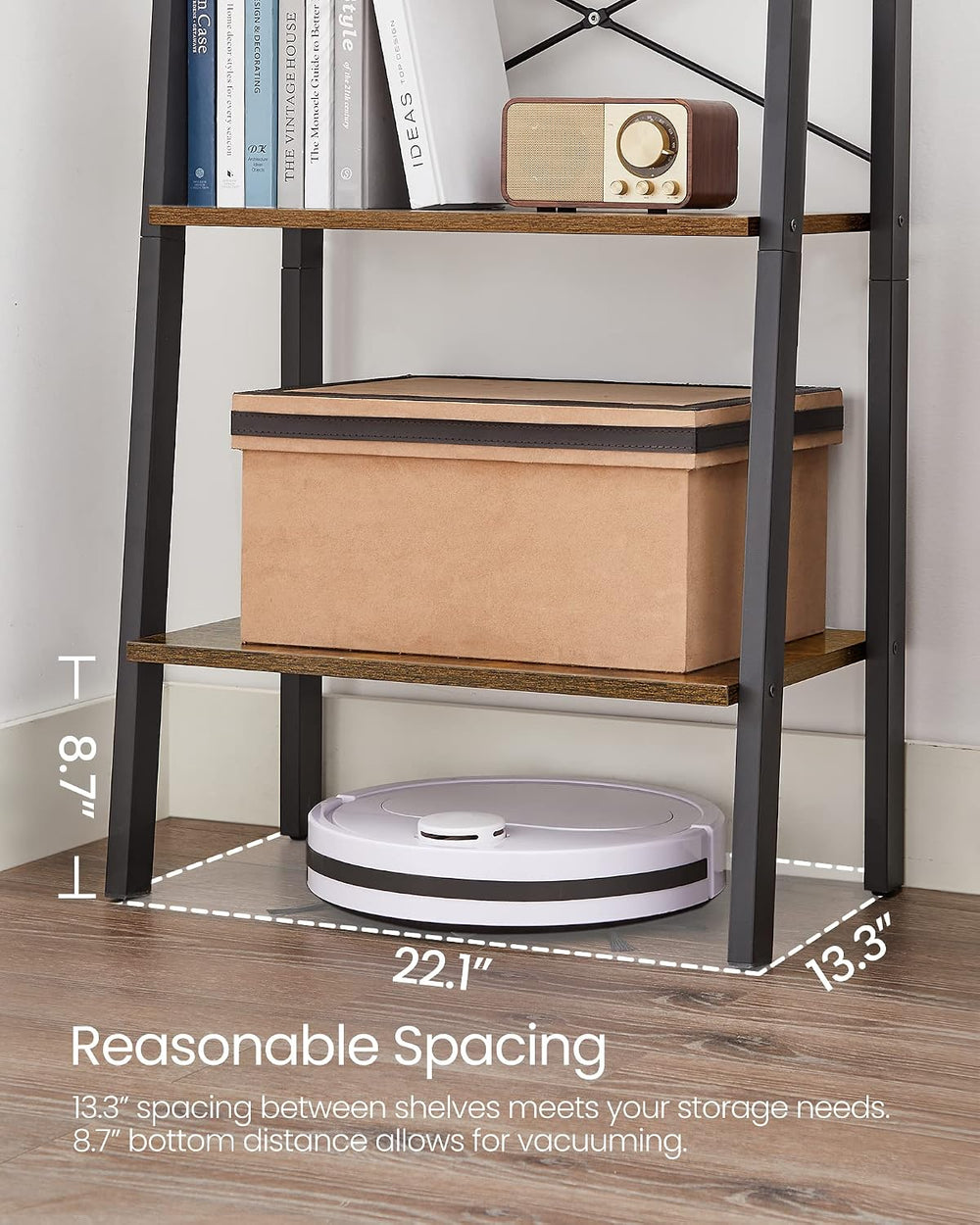VASAGLE Ladder Shelf, Bookcase Book Shelf, Storage Shelves, 5-Tier, 22In