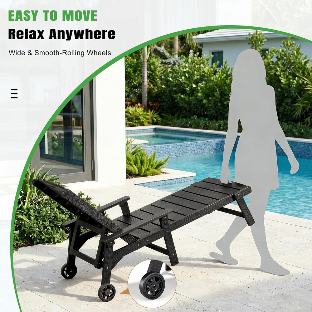 Outdoor Lounge Chair Set of 4 with 5-Position Adjustable, Outside Lounge Chai...
