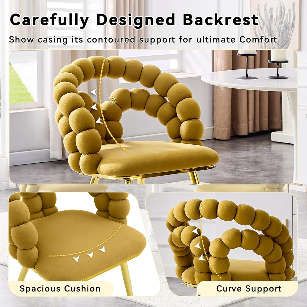 TesNus Velvet Dining Chairs Set of 2, Mustard Yellow Upholstered Velvet Chair...