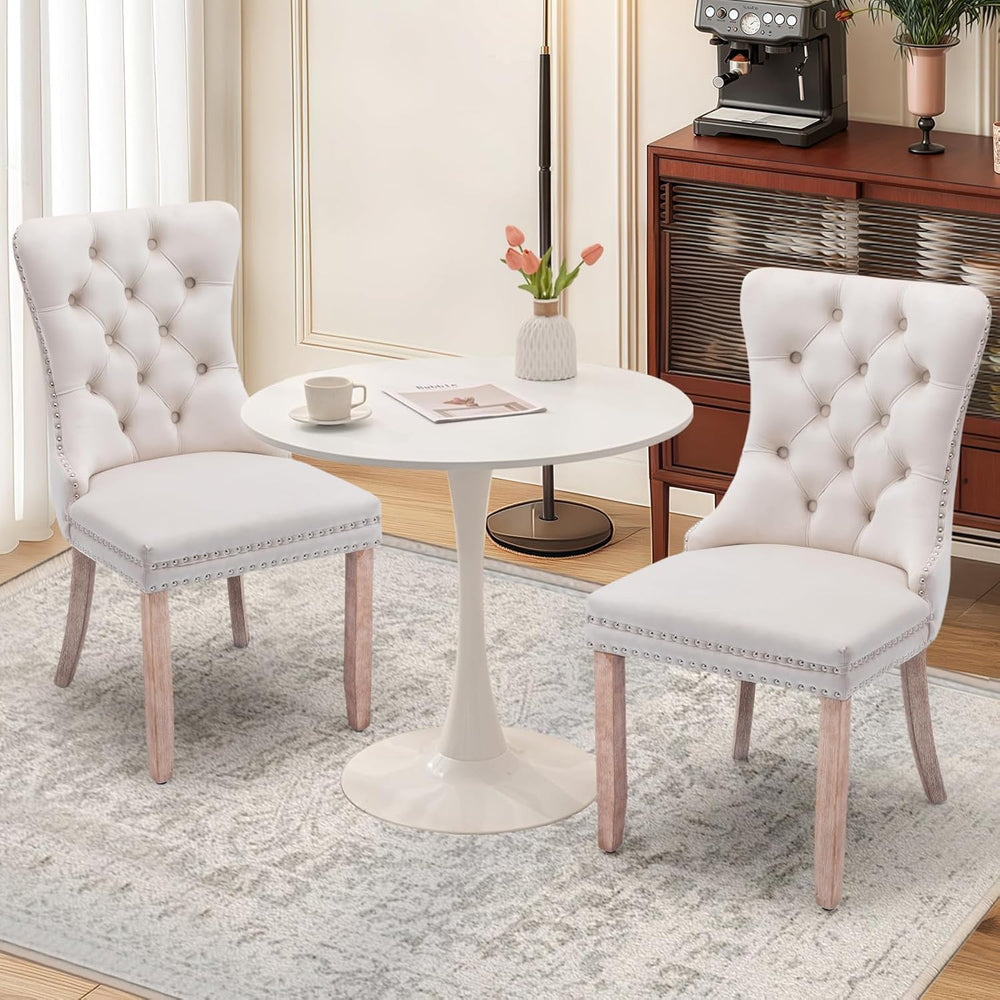 3-Pieces Dining Sets, 31.5" Round Dining Table Set with 2 Velvet Upholst...