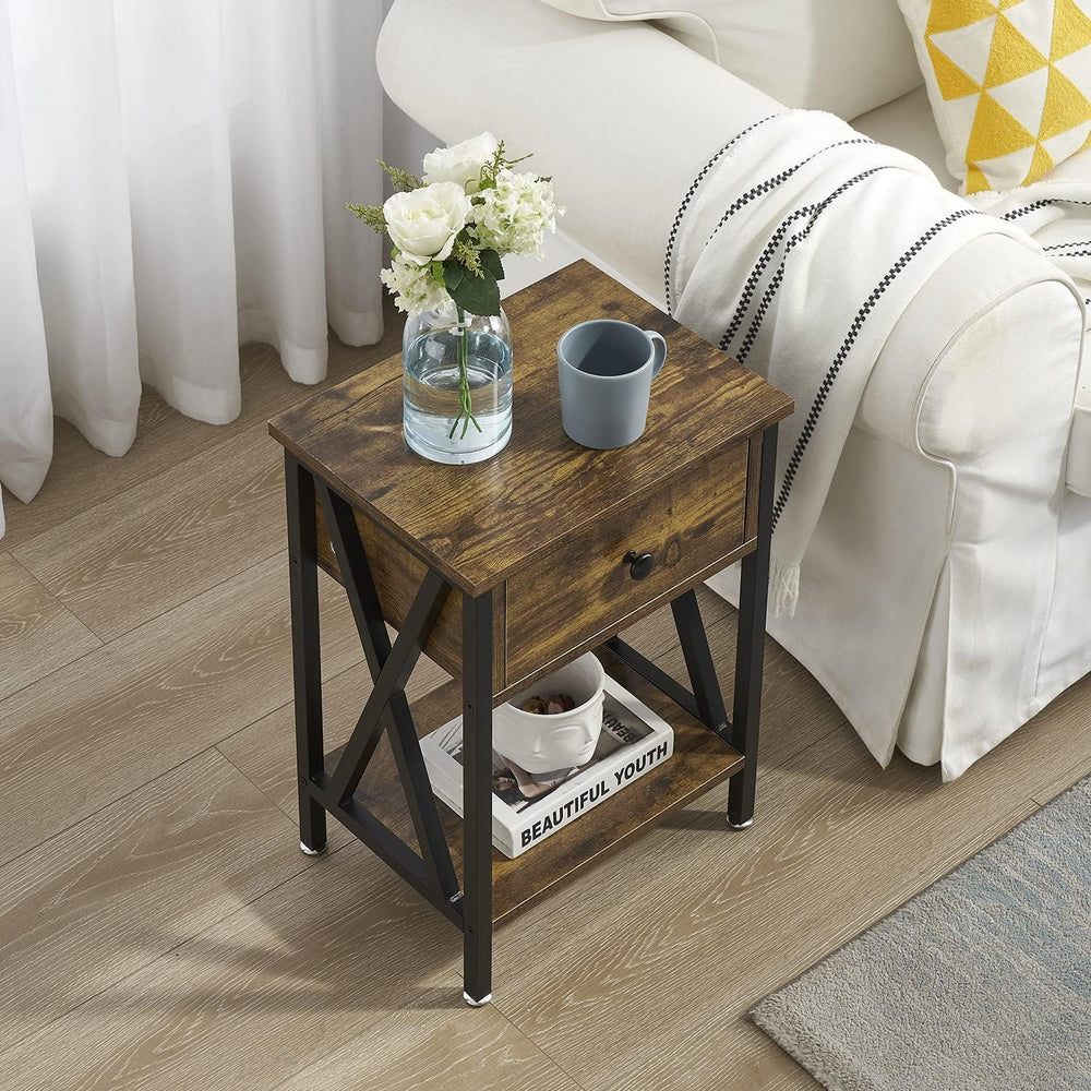 VECELO Nightstand,Modern Bedside End Table, Night Stand with Drawer and Stora...