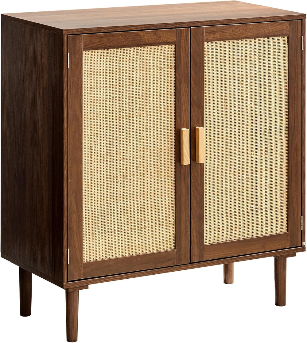VEVOR Rattan Cabinet, Rattan Storage Cabinet with 2 Magnetic Doors and Adjust...