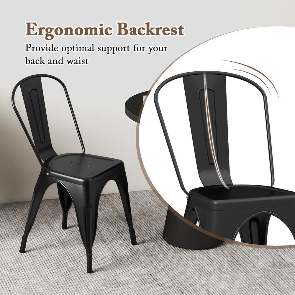 Giantex Metal Dining Chairs Set of 4, Farmhouse Kitchen Chairs with Removable...