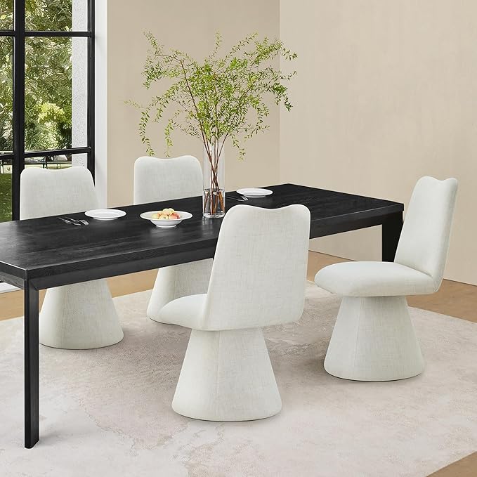 Swivel Dining Chairs Set of 1, Modern Upholstered Dining Chair Mid Century Ki...