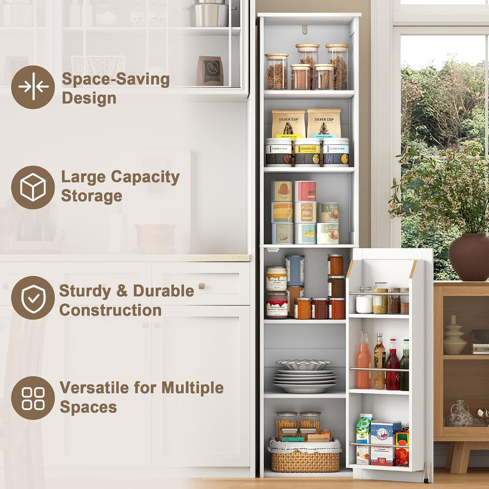 ChooChoo Narrow Kitchen Pantry Storage Cabinet, Slim Storage Cabinet with Adj...