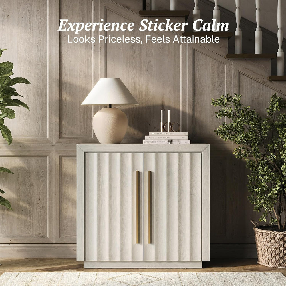 BELLEZE 36" Libra Sideboard Buffet Cabinet - White Sand