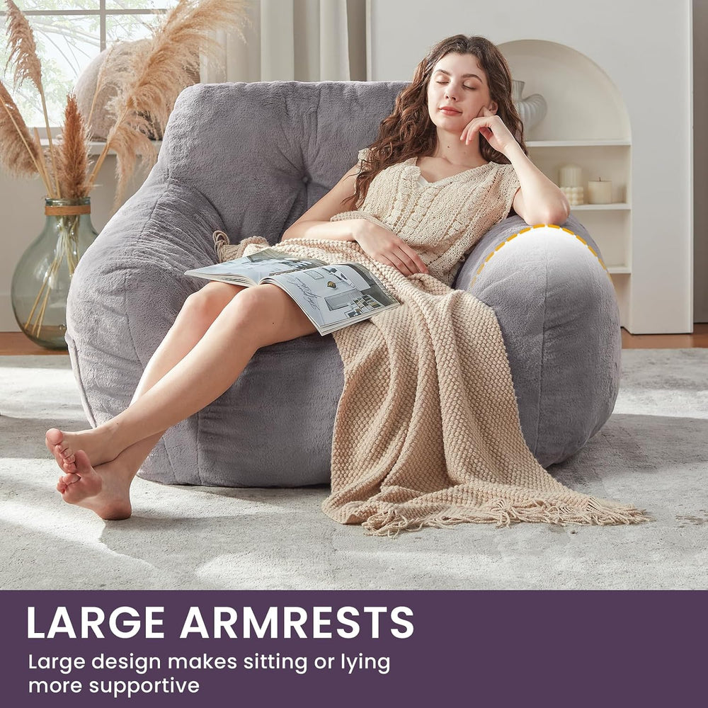 EBENCHICO Giant Bean Bag Chair for Adults Oversized Faux Fur BeanBag Sofa | W...
