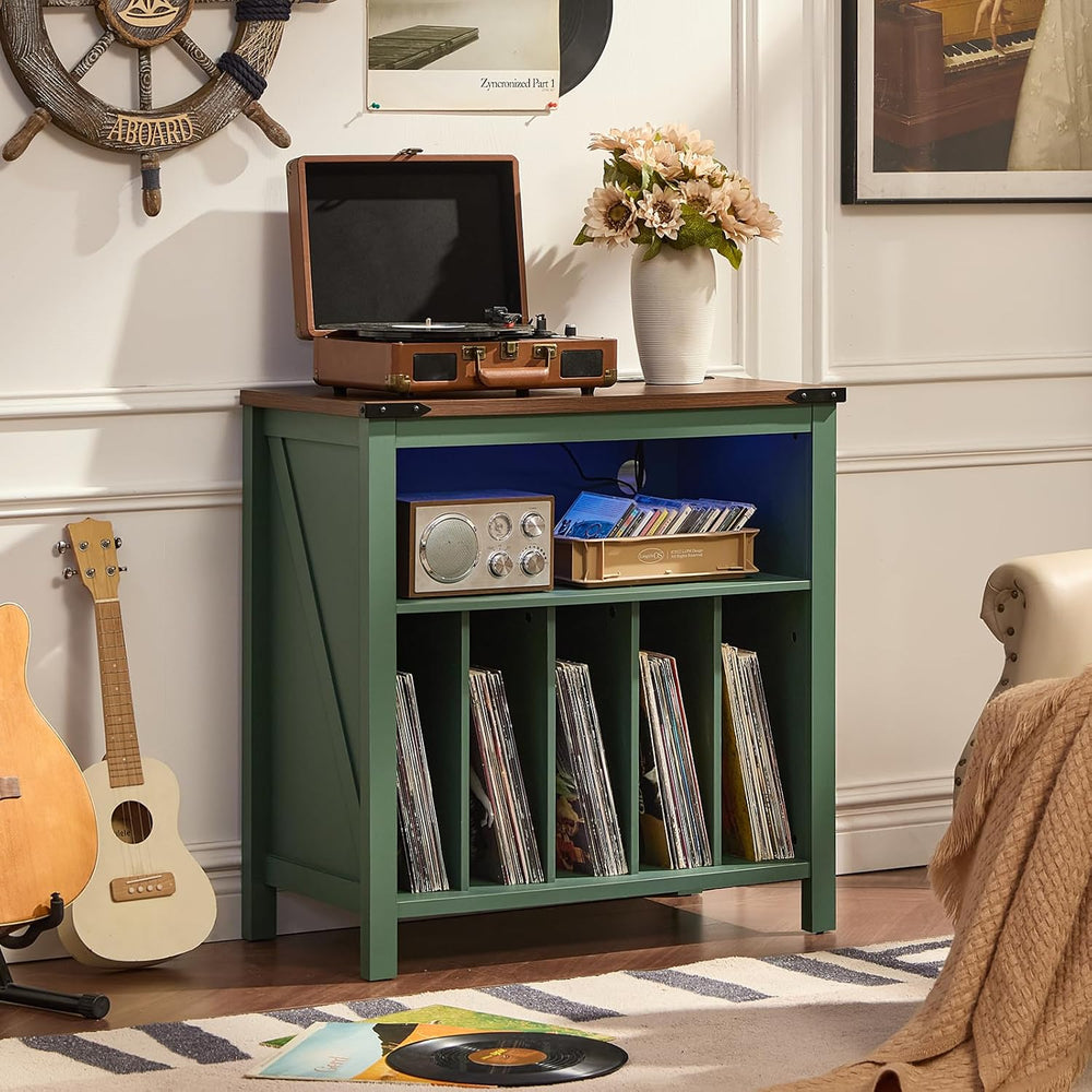 Joaxswe Large Record Player Table with Charger Station & LED Lights, Viny...