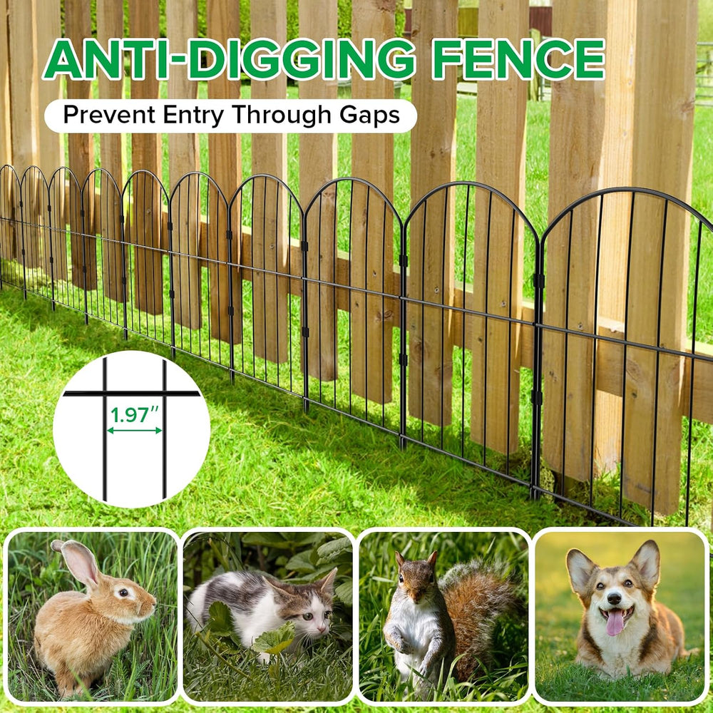 VANCASTLE Decorative Garden Fence 25 Panels, Total 26ft (L) x 24in (H) Rustpr...